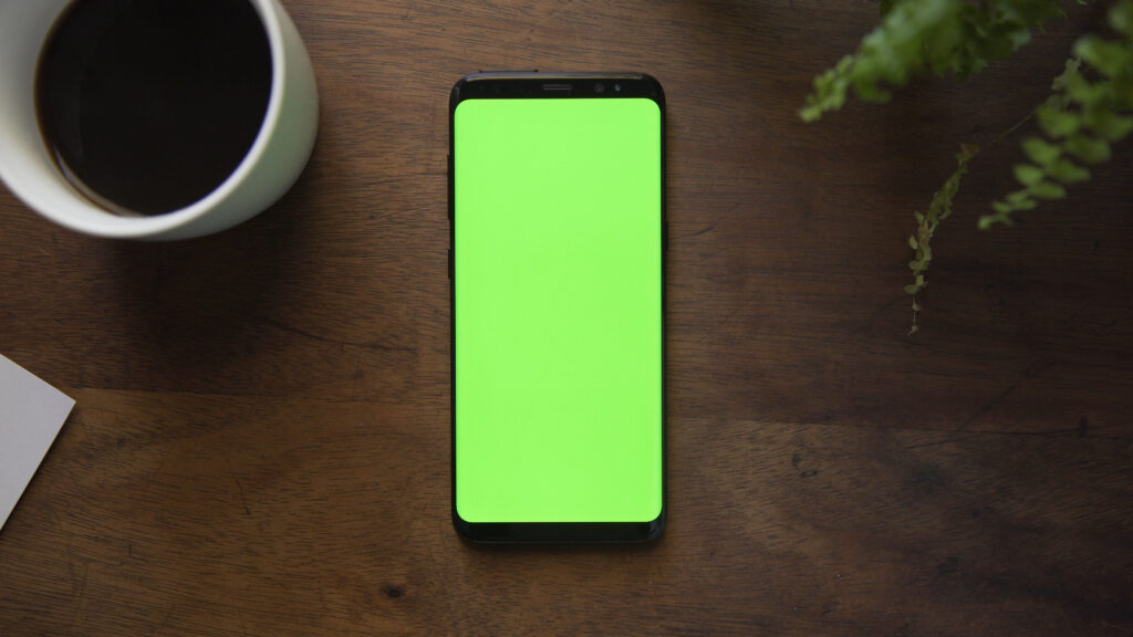 Green Screen Phone Flat on Table