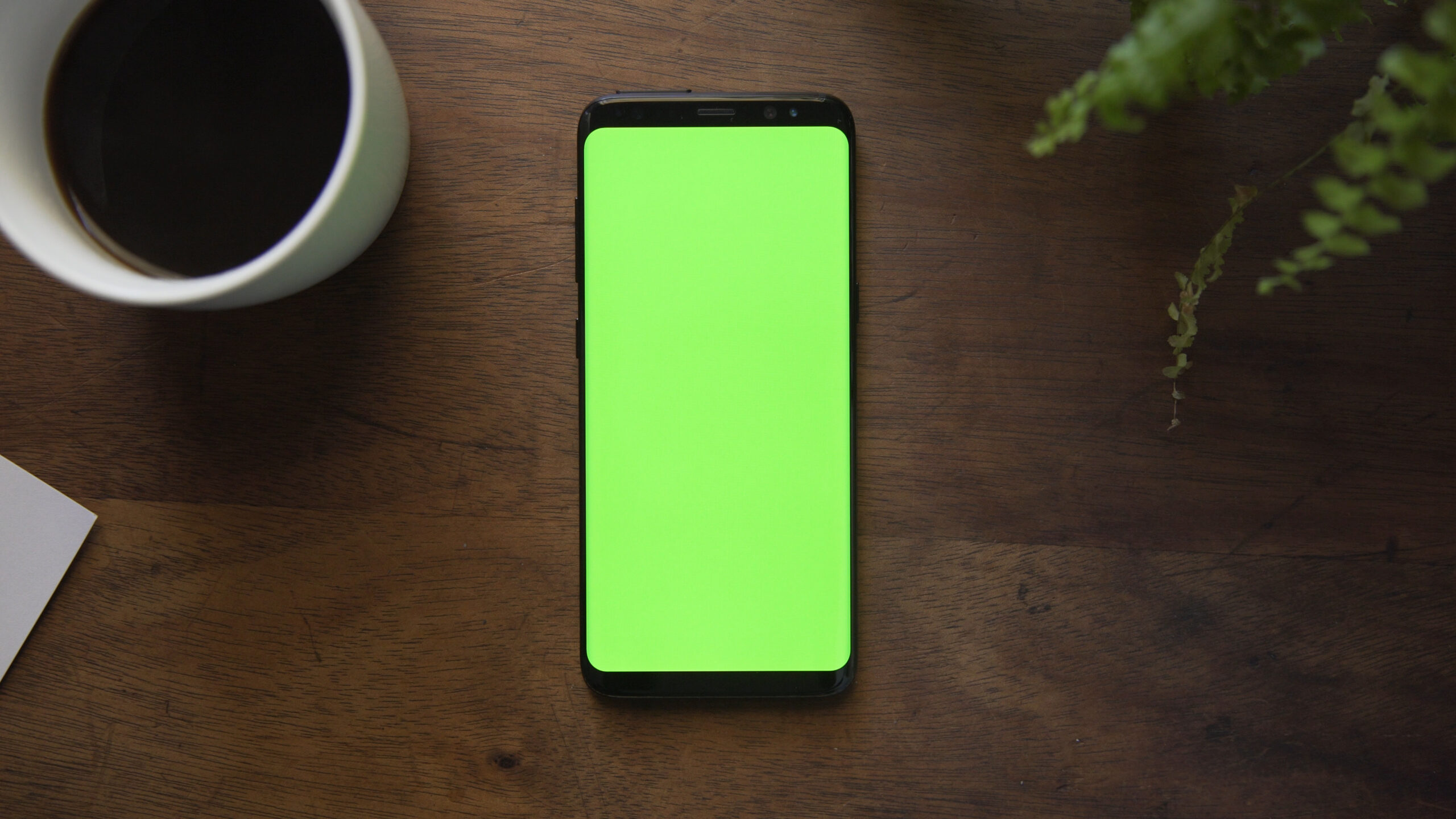 Green Screen Phone Flat on Table