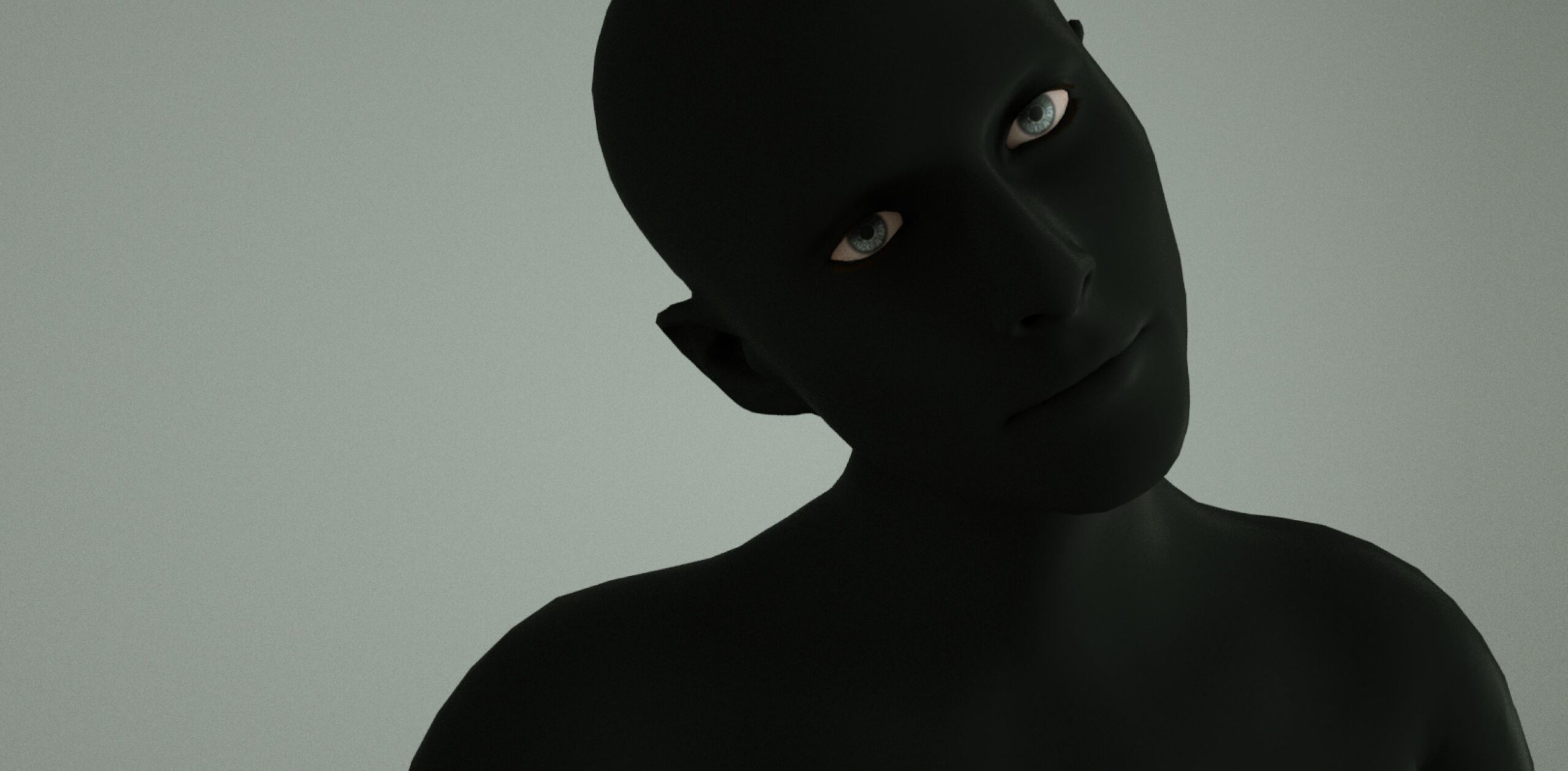 Dark Figure on White Background