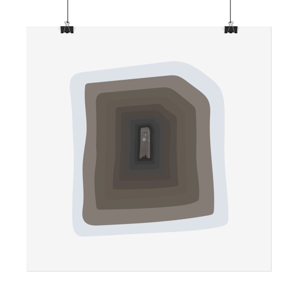 Brown Clock Tower | Layered Neutral Wall Art